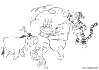 A coloring page of winnie the pooh - group